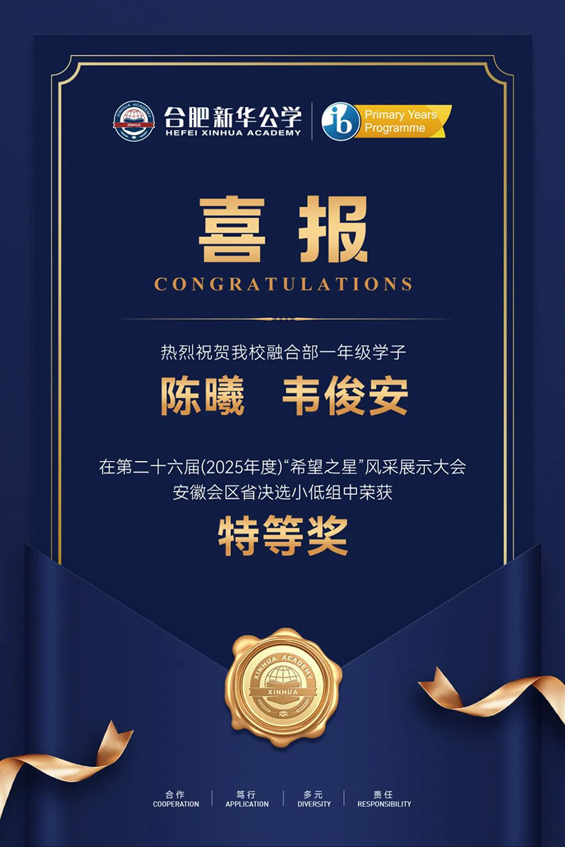 喜報 | 合肥新華公學(xué)融合部學(xué)子在“希望之星”風(fēng)采展示大會中斬獲特等獎